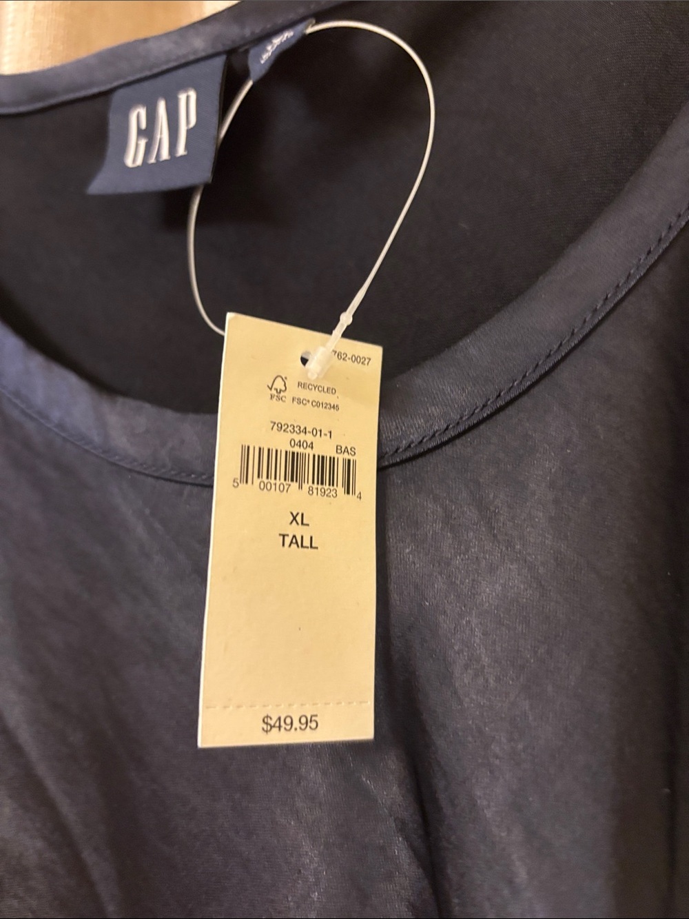 GAP Women's Satin Navy Short-Sleeve Crewneck Top